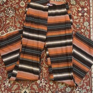 Urban Outfitters Orange and Black Patterned Wide Leg Pants